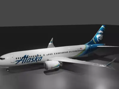 Alaska Airlines Boeing 737 max 8 3d model Low-poly 3D model