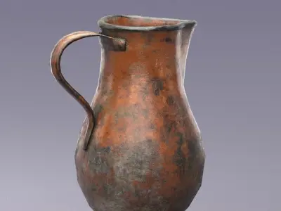 S00072 Old copper jug Low-poly 3D model