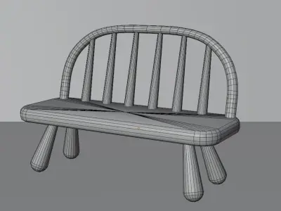 3D green bench 3D model