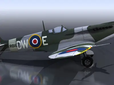 SPITFIRE MK XIV 610th Squadron Low-poly 3D model