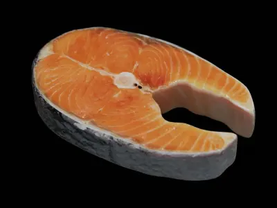 Raw salmon steak Low-poly 3D model