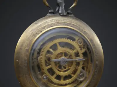 Steampunk pocket watch 3D model buy