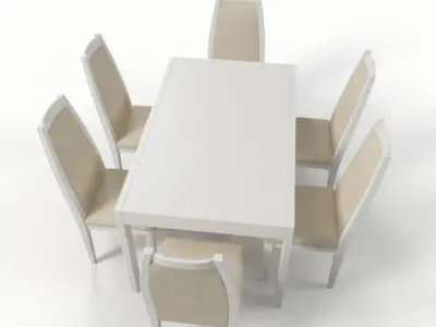 Modern Dining Table with Chairs Free 3D model purchase