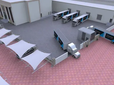 Outdoor Cafe and Market Zone Design A75 3D model