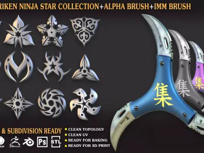 Shuriken Ninja Star CollectionVol 04 Low-poly 3D model