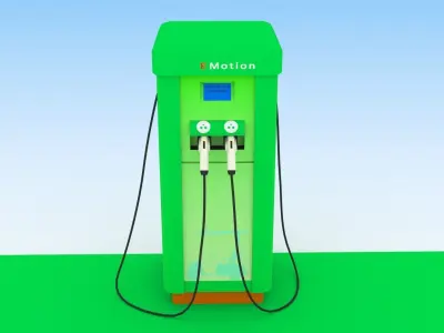 Electric vehicle charging station Low-poly 3D model