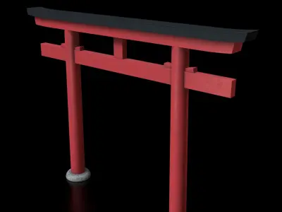 Japanese Torii gate Low-poly 3D model