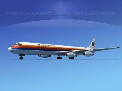 Douglas DC-8-63 United 2 3D model
