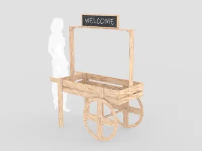 Wooden Vendor Cart 3D model