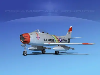 North American F-86 Sabre Jet V04 USAF 3D model