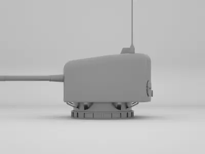 4 5 inch - 114mm QF Mark V Twin Naval Gun  3D model