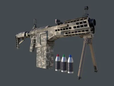 Automatic Grenade Launcher Savan Caliber 32mm Pixel Low-poly 3D model