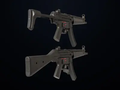  Machine Guns15 Two Black Single Mat All PBR Unity UE Textures Low-poly 3D model