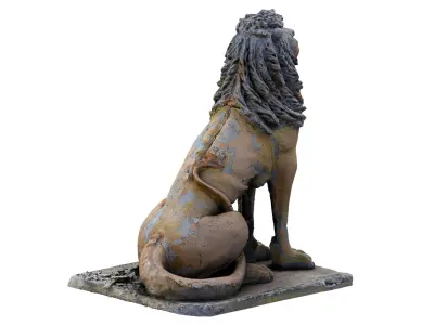 Abandoned and Damaged Lion Statue 3D model