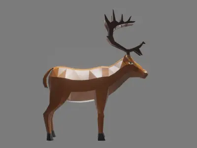 Lowpoly Rein deer 3D Model Low-poly 3D model