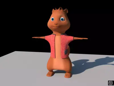 3D Stylized Squirrel Free low-poly 3D model