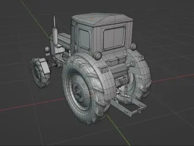 T40AM Soviet-Russian tractor Low-poly 3D model