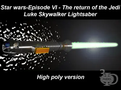 Luke Lightsaber high poly version 3D model