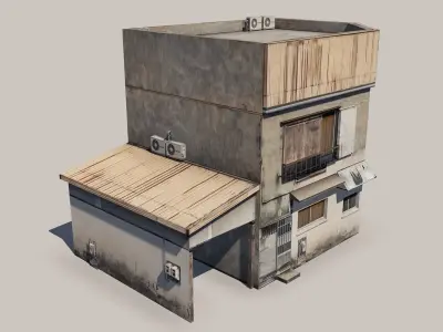 Japanese Rural Shops Low-poly 3D model