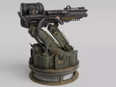 Rail turret Low-poly 3D model