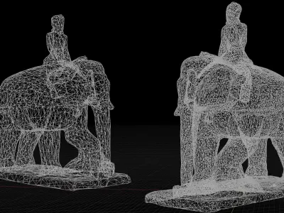 Ancient mounted elephant with 3 LOD - Nepal Heritage Low-poly 3D model