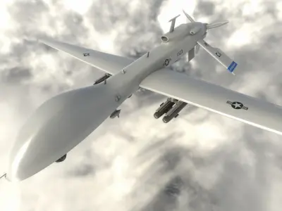 Low Poly PBR Game Ready MQ-1C Drone Low-poly 3D model