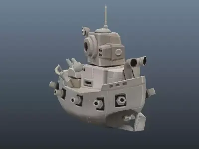 Micro Ship - Low Poly Hand Painted Low-poly 3D model