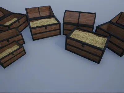 Lowpoly Animated Empty and Full Treasure Chests Low-poly 3D model