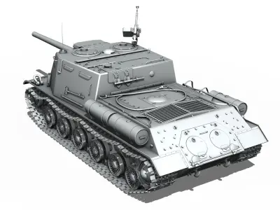 ISU-122 - Soviet heavy self-propelled gun  3D model