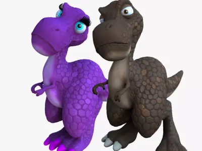 Larry and Lizzy Dinosaur Rigged 3D model