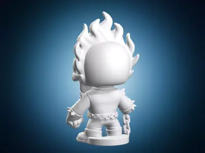 Flaming Skull Biker Character 3D print model