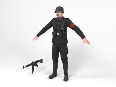 German SS Soldier 3 Low-poly 3D model
