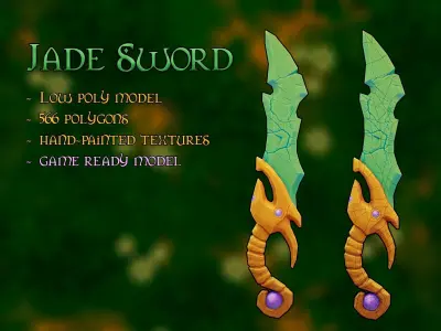 Stylized Low Poly Hand-Painted Sword Low-poly 3D model