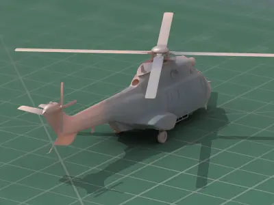 AS532 Cougar Military Helicopter 3D Print Model Kit 3D print model