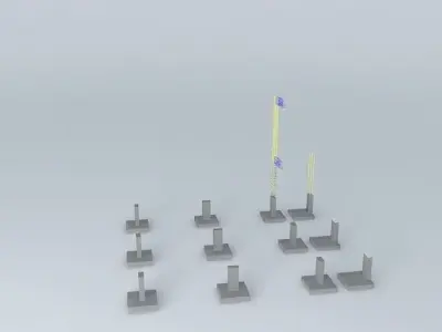 Industrial group of metal poles Free 3D model