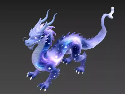 Celestial Cosmic Dragon - Mythical Galaxy Beast 3D model