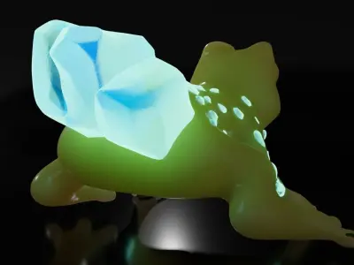 Frog Infected with Crystal Low-poly 3D model