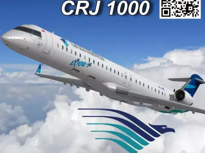 Bombardier CRJ 1000 Garuda Indonesia Low-poly 3D model