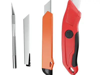 Paper Cutter Utility Knife Pack Low-poly 3D model