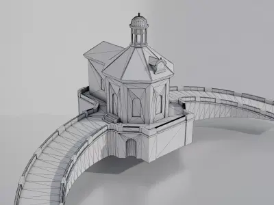 Baroque Palace Complex Low-poly 3D model