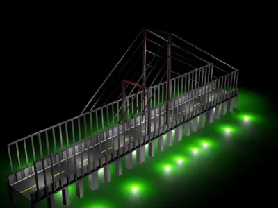 Bridge 3D Model with lights Free low-poly 3D model