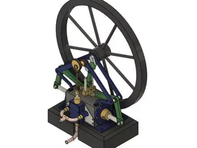 Single Cylinder Steam Engine With Two Pistons 3D model