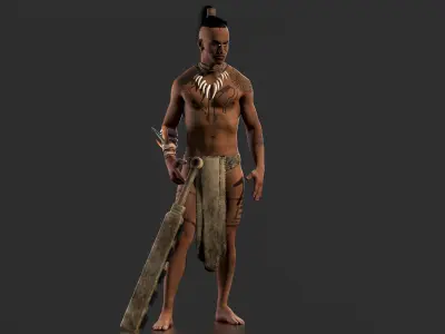 Aztec Warrior Low-poly 3D model