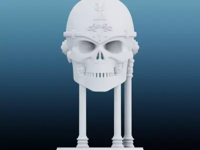 Cyber-Gothic Sentinel Skull Bust PM-186 3D print model