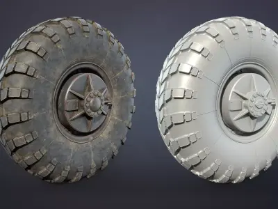 Truck Wheel 04 BRDM Low-poly 3D model