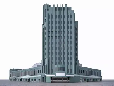 Pellissier Building and Wiltern Theatre Low-poly 3D model