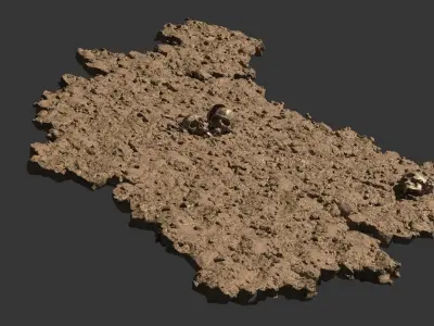 Modular 3D Ground with broken skulls LOW POLY VERSION 3D model