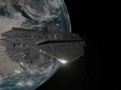 crafts sci-fi spaceship in night sky Free 3D model