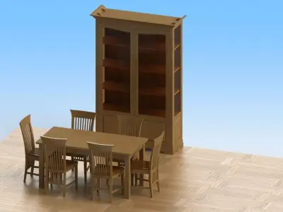 diningroom dining room table and chairs Free 3D model