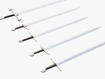 Collection medieval swords 01-05 plus old textures and sheaths 3D model